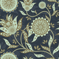 nature seamless pattern in flower shape