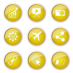 SEO Internet Sign Yellow Vector Button Icon Design Set 1