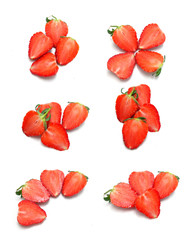 fresh strawberry slice on a white background