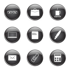 Office Work Black Vector Button Icon Design Set