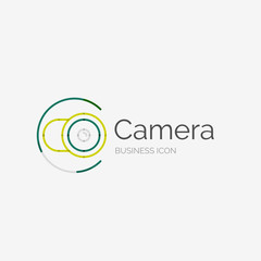 Thin line neat design logo, camera concept