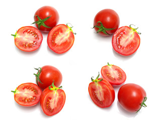 tomato and slices of tomato on white background