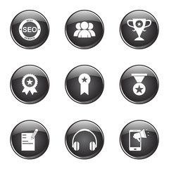 SEO Internet Sign Black Vector Button Icon Design Set 9