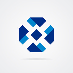 Unusual octagon logo with a square in the center