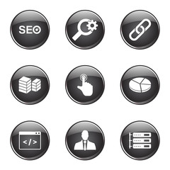 SEO Internet Sign Black Vector Button Icon Design Set 11