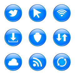 Web Internet Social Blue Vector Button Icon Design Set