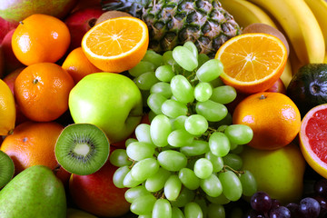 Assortment of exotic fruits close-up