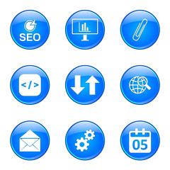 SEO Internet Sign Blue Vector Button Icon Design Set 6
