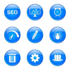 SEO Internet Sign Blue Vector Button Icon Design Set 8