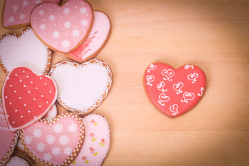heart cookies on a wood