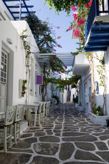 Fototapeta na wymiar Street in Paros island, Cyclades, Greece
