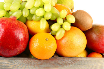 Assortment of fruits in box close-up