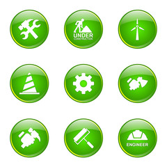 Construction Tools Green Vector Button Icon Design Set 2