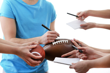 Autographs by American football star isolated