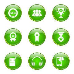 SEO Internet Sign Green Vector Button Icon Design Set 9