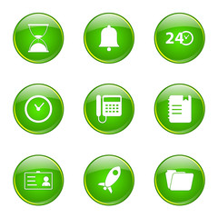 Time Duration Green Vector Button Icon Design Set