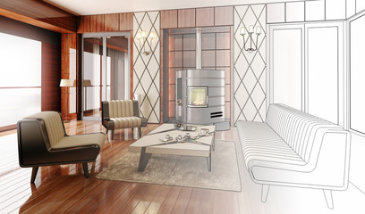 Apartment with a Fireplace (project)