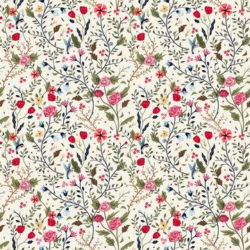 colorful adorable seamless floral pattern