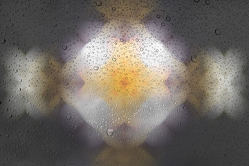 Drops of water on glass and abstract Background with bokeh,defoc