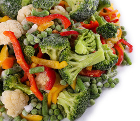 Frozen vegetables isolated on white