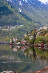 Fototapeta na wymiar scenic landscapes of the Norwegian fjords.