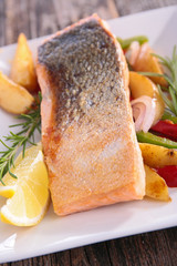 salmon and vegetables