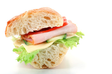 Fresh sandwich isolated on white