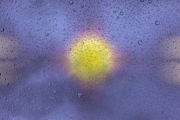 Drops of water on glass and abstract Background with bokeh,defoc