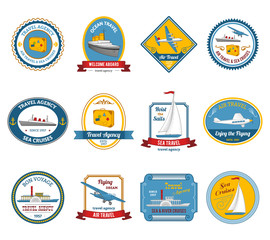 Cruise travel agency tours labels colored