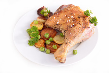 grilled meat and vegetables