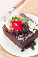 Piece of chocolate cake