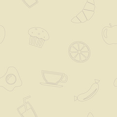 Fototapeta na wymiar Seamless background with breakfast symbols