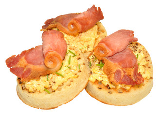 Bacon And Scrambled Eggs On Crumpets