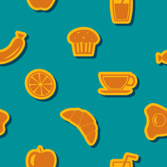 Seamless background with breakfast symbols
