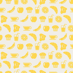 Seamless background with breakfast symbols