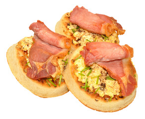 Bacon And Scrambled Eggs On Crumpets