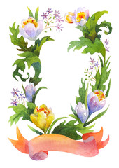 Watercolor floral wreath.
