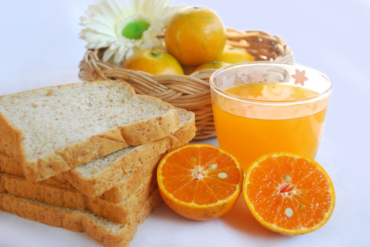 Orange juice and whole wheat bread