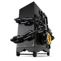 safe closed on the lock and chain