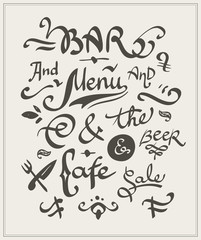 Bar and cafe menu
