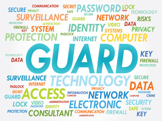GUARD word cloud, security concept