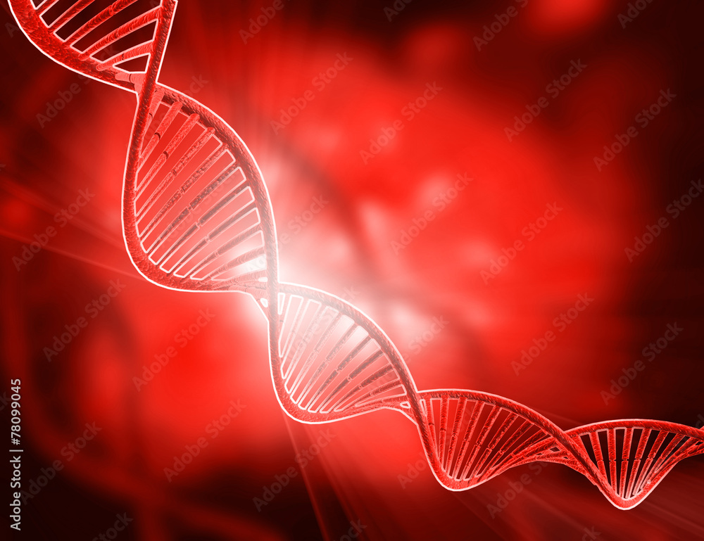 Wall mural dna structure on abstract red background