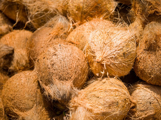 Fresh coconuts at the openair market i