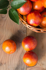 Bloody oranges in a basket