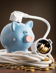 sparschwein mit kabel