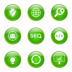 SEO Internet Sign Green Vector Button Icon Design Set 2