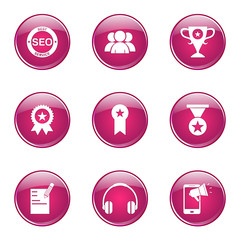 SEO Internet Sign Pink Vector Button Icon Design Set 9