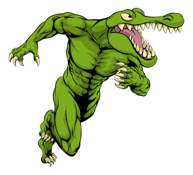 Crocodile or alligator  mascot running