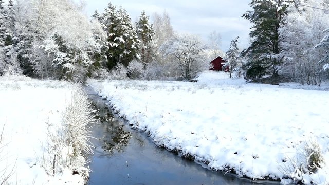 Riverside winter landscape at Houtskari island, Finland