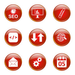 SEO Internet Sign Red Vector Button Icon Design Set 6